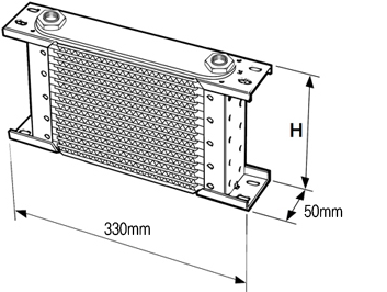 오일쿨러 재원 이미지(width:330mm, depth:50mm)